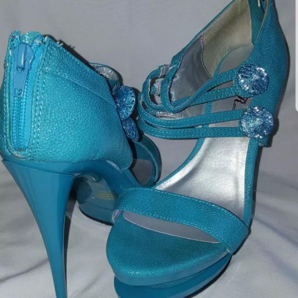 Unique Teal Stiletto Platforms - Picture 1 of 2